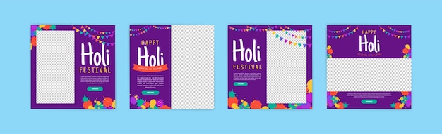 Vector gelukkig holi festival banner ontwerp.