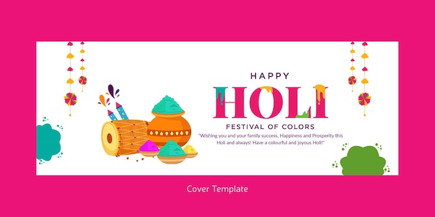 Gelukkig holi-festival van kleuren voorbladsjabloon