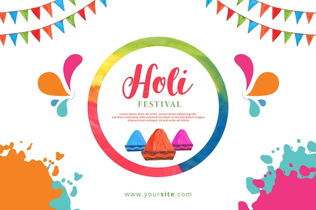 Gelukkig holi festival wit ontwerp als achtergrond met vlag en splatter
