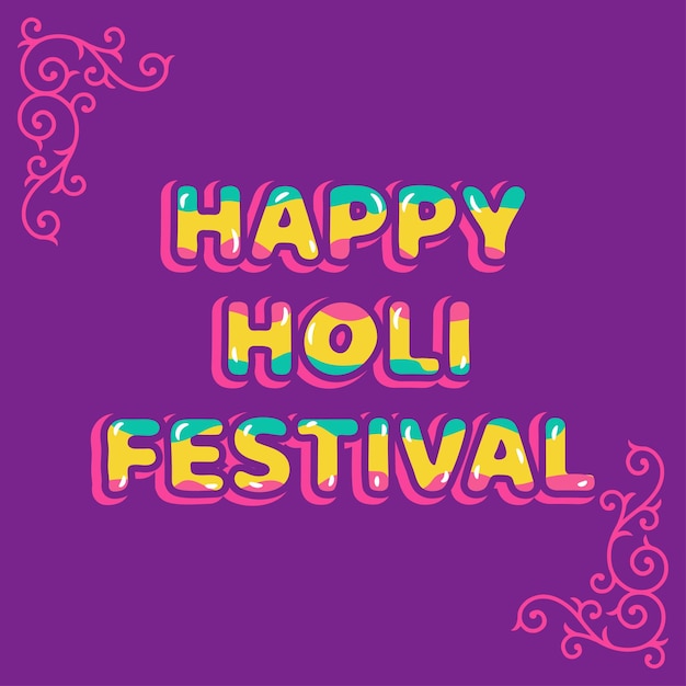 Vector gelukkig holi-festivalontwerp als achtergrond met 3d woordontwerp