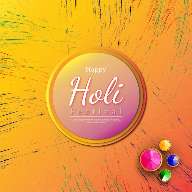 Gelukkig holi-indiaans festival met kleurrijke gulaal-poederkleur nieuw patroon en kristallen Gratis Vector