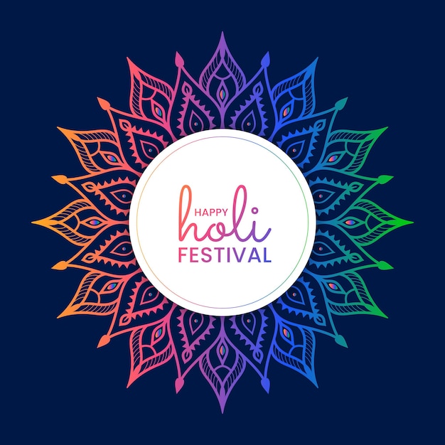 Gelukkig Holi indian hindoe festival van kleuren met mandala