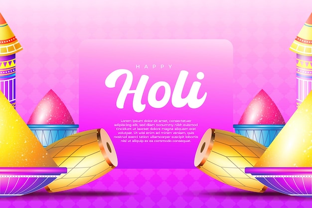 Gelukkig Holi kleurrijk spandoekontwerp