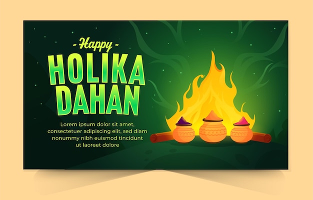 Gelukkig holika dahan ontwerpsjabloon voor horizontale banner