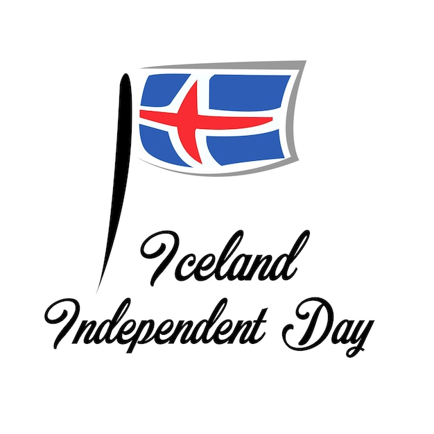 Gelukkig IJsland Onafhankelijkheidsdag Viering Vlag Vector Sjabloonontwerp Illustratie