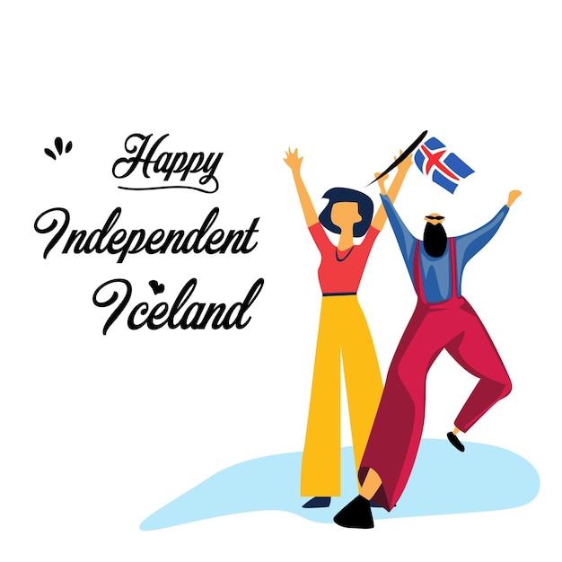 Gelukkig ijsland onafhankelijkheidsdag viering vlag vector sjabloonontwerp illustratie