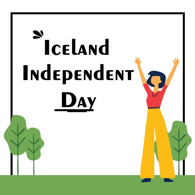 Gelukkig IJsland Onafhankelijkheidsdag Viering Vlag Vector Sjabloonontwerp Illustratie