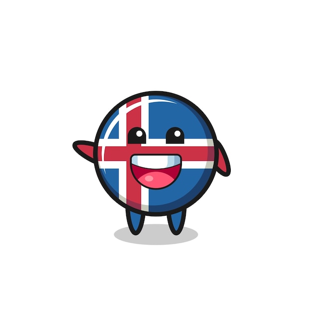 Gelukkig ijsland vlag schattig mascotte karakter
