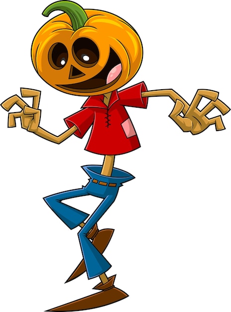 Gelukkig Jack O Lantern stripfiguur dansen vector hand getrokken illustratie