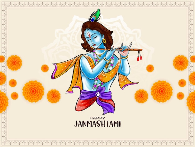 Vector gelukkig janmashtami festival groet decoratieve achtergrond vector