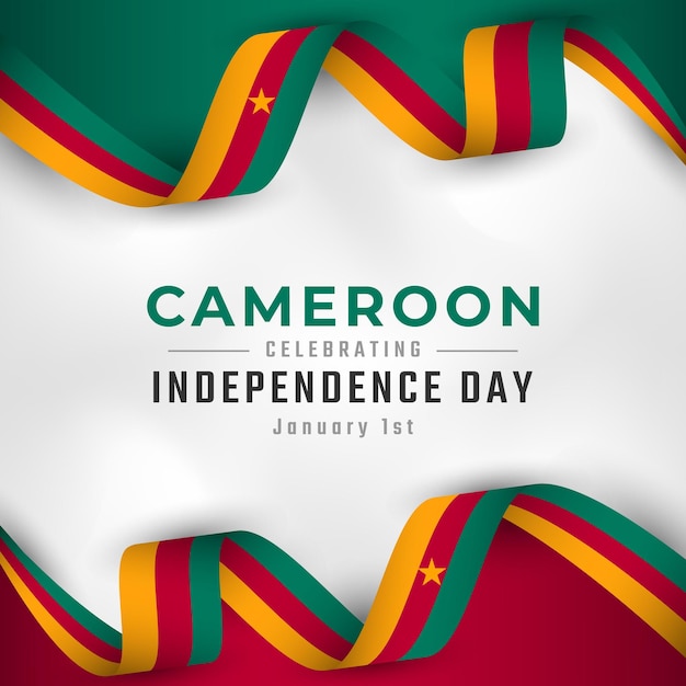 Gelukkig Kameroen Onafhankelijkheidsdag 1 januari viering voor Poster Banner reclame wenskaart
