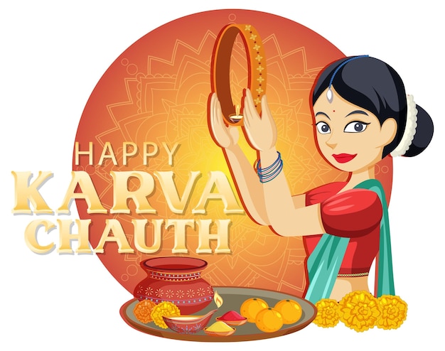 Vector gelukkig karva chauth day-bannerontwerp