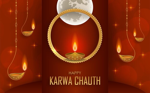 Gelukkig karwa chauth-festival het hindoeïstische festival met oosterse elementen voor het idische festival