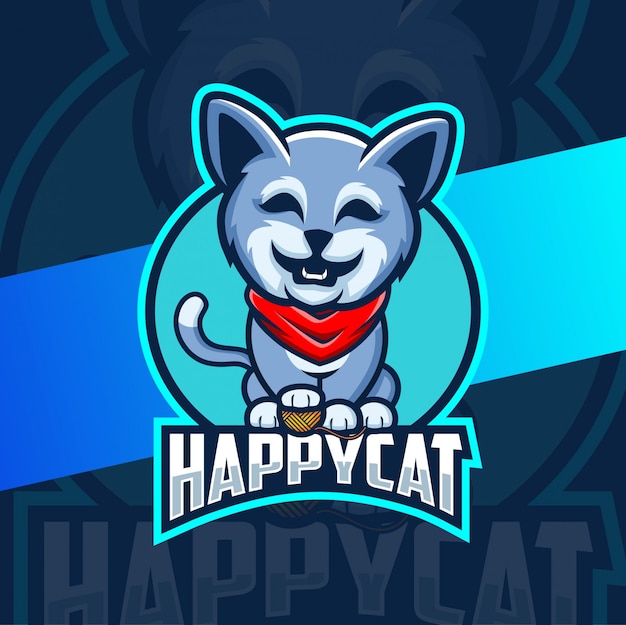 Vector gelukkig kat mascotte logo karakter