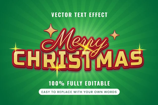 Gelukkig Kerstfeest Teksteffect Bewerkbare 3D Tekststijl