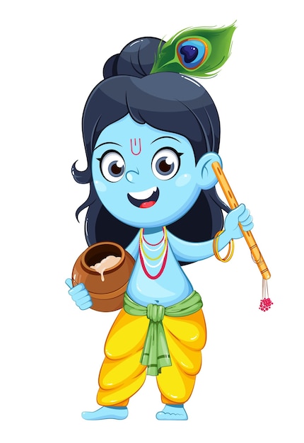 Vector gelukkig krishna janmashtami heer krishna