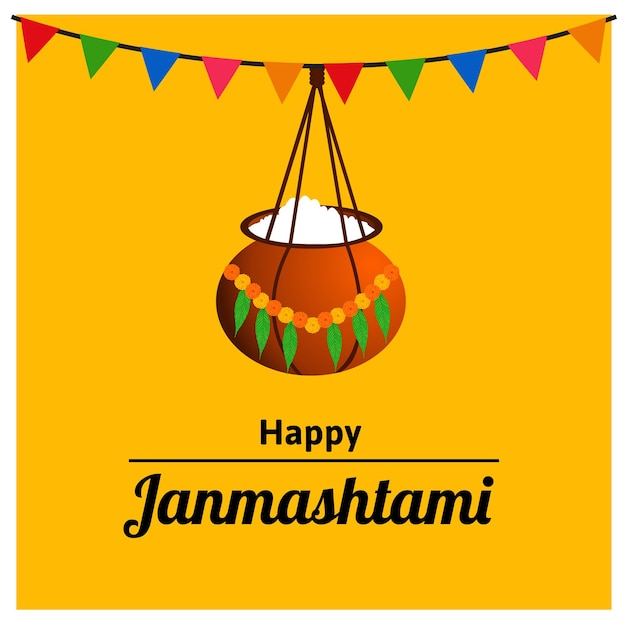 Gelukkig Krishna Janmashtami Indiase Hindoe Festival Viering Vectorillustratie