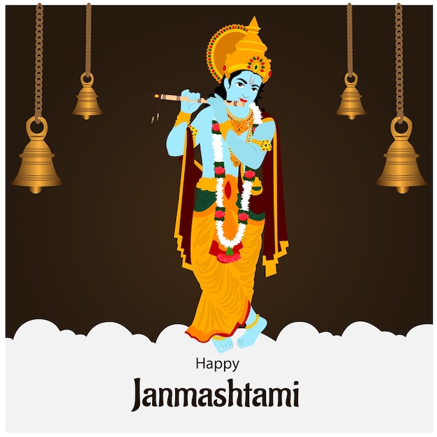 Gelukkig Krishna Janmashtami Indiase Hindoe Festival Viering Vectorillustratie