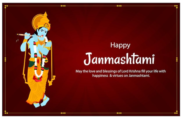 Gelukkig Krishna Janmashtami Indiase Hindoe Festival Viering Vectorillustratie