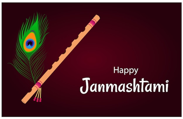 Vector gelukkig krishna janmashtami indiase hindoe festival viering vectorillustratie