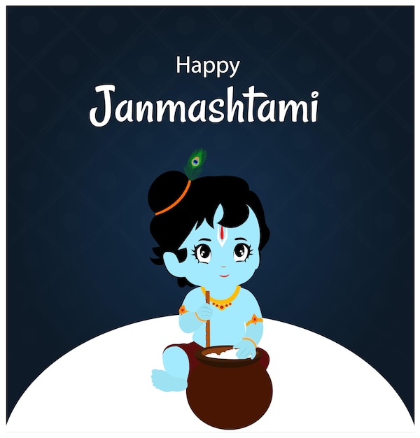 Gelukkig Krishna Janmashtami Indiase Hindoe Festival Viering Vectorillustratie