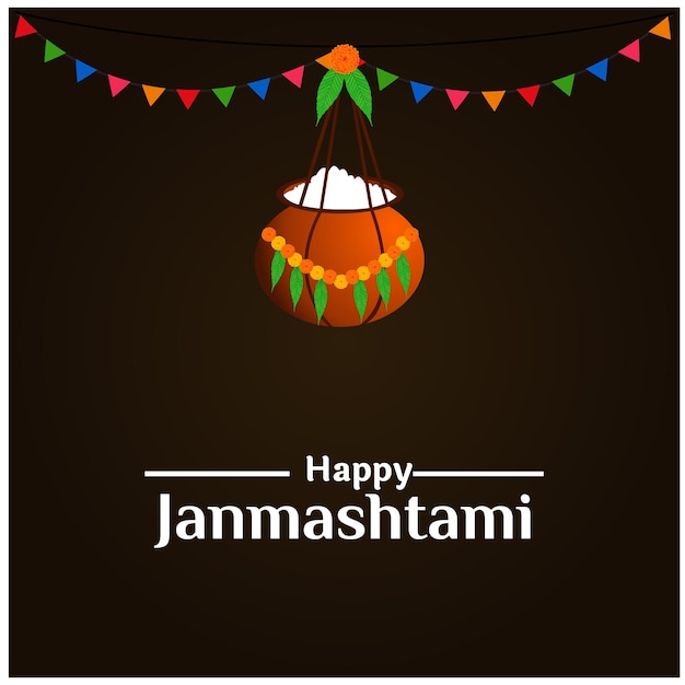 Gelukkig Krishna Janmashtami Indiase Hindoe Festival Viering Vectorillustratie