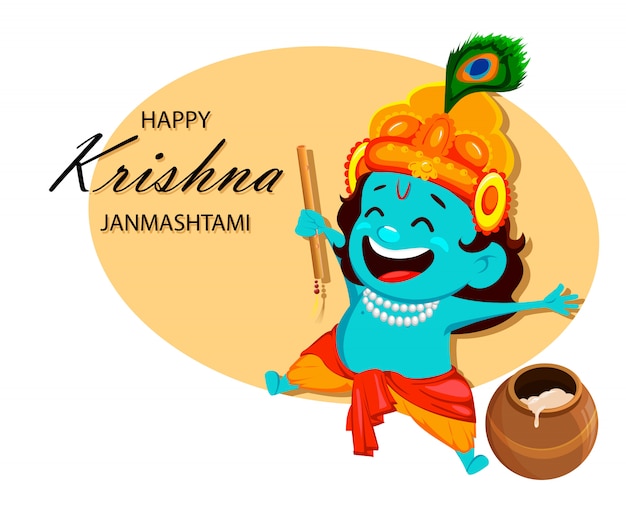 Gelukkig Krishna Janmashtami. Kleine Heer Krishna