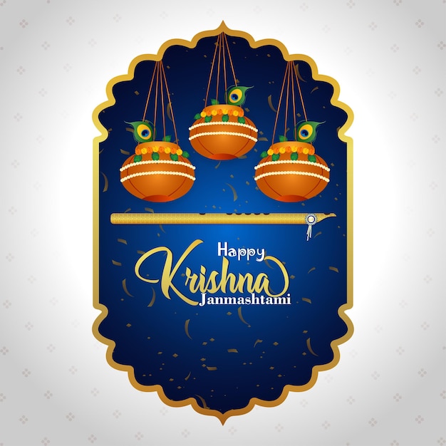 Gelukkig krishna janmashtami viering wenskaart