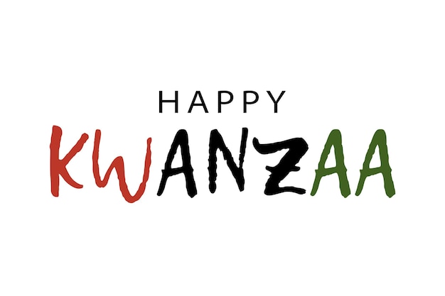 Gelukkig Kwanzaa-tekstlogo in traditionele Afrikaanse kleuren rood zwart groen Eenvoudige grungevector