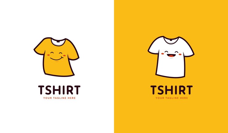 Vector gelukkig leuk t-shirt maker logo merk pictogrammalplaatje