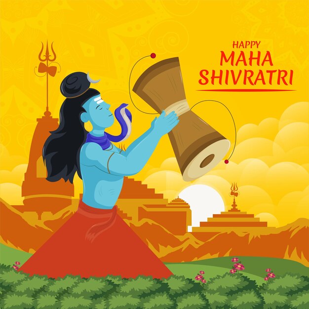 Vector gelukkig maha shivratri indisch traditioneel festival-sjabloon voor spandoekontwerp