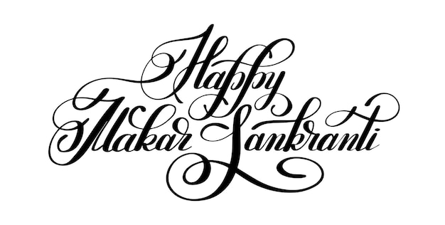 Gelukkig makar sankranti handgeschreven belettering inscriptie naar indiase vakantie festival viering