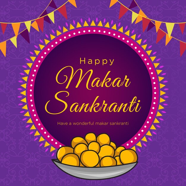 Gelukkig makar sankranti indian festival banner ontwerpsjabloon