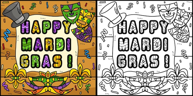 Gelukkig Mardi Gras Kleurplaat Illustratie