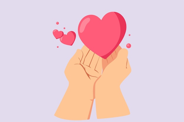 Gelukkig meisje geeft liefde en optimistisch Liefde concept gekleurde platte vector illustratie geïsoleerd