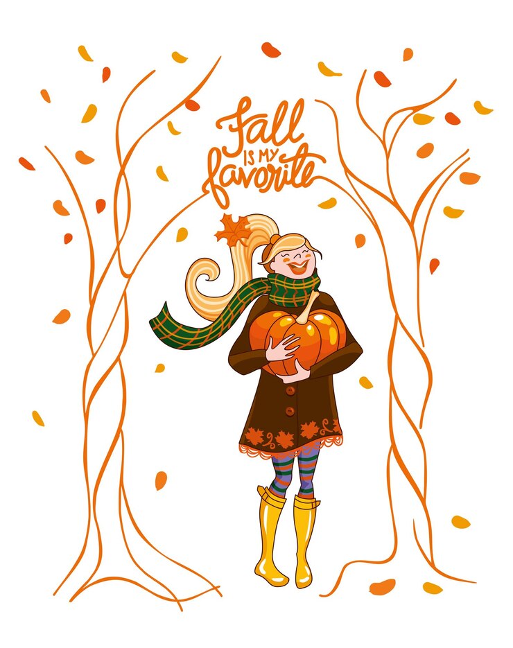 Gelukkig meisje in het park met een pompoen in haar handen herfst in oranje tinten herfst vibes