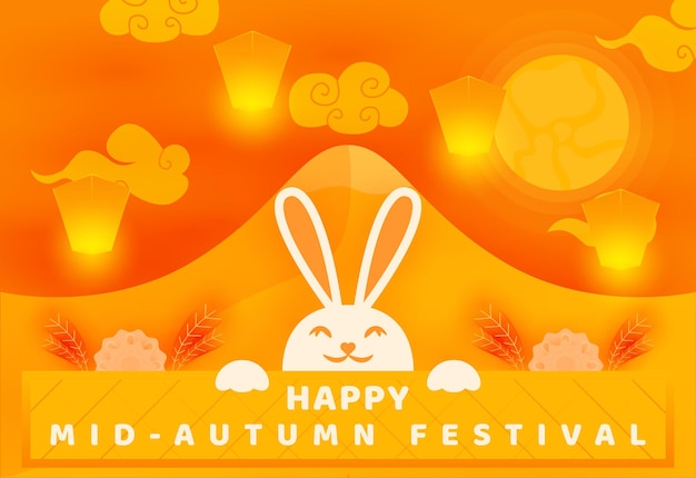 Gelukkig Mid-Autumn Celebration Festival achtergrondontwerp