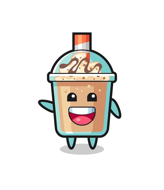 Gelukkig milkshake schattig mascotte karakter schattig ontwerp