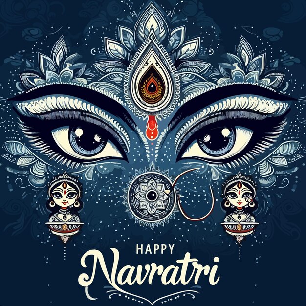 Gelukkig Navratri en Durga Puja festival Indiase viering achtergrond vector illustratie