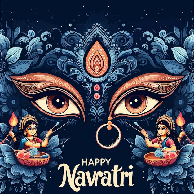 Gelukkig Navratri en Durga Puja festival Indiase viering achtergrond vector illustratie