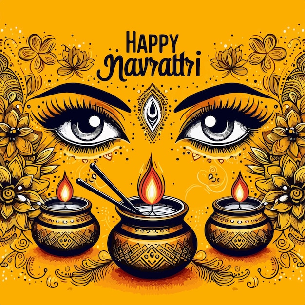 Gelukkig Navratri en Durga Puja festival Indiase viering achtergrond vector illustratie