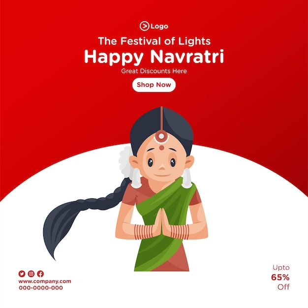 Gelukkig navratri festival banner ontwerpsjabloon