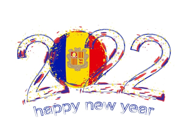 Gelukkig nieuw 2022 jaar met vlag van Andorra.