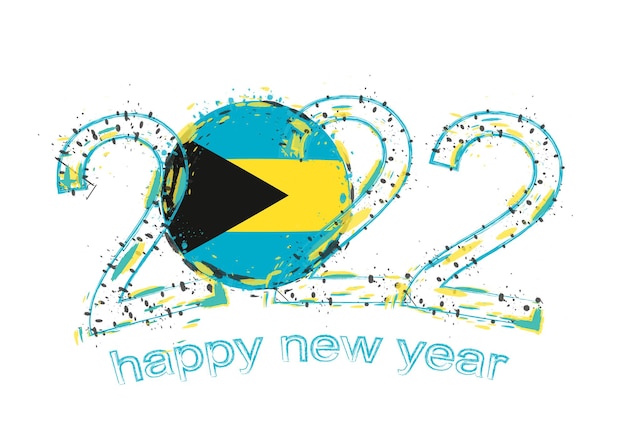Gelukkig nieuw 2022 jaar met vlag van de Bahama's.