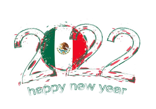 Gelukkig nieuw 2022 jaar met vlag van mexico.