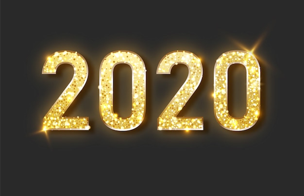 Gelukkig nieuw jaar 2020. ontwerp met gouden feestnummers.