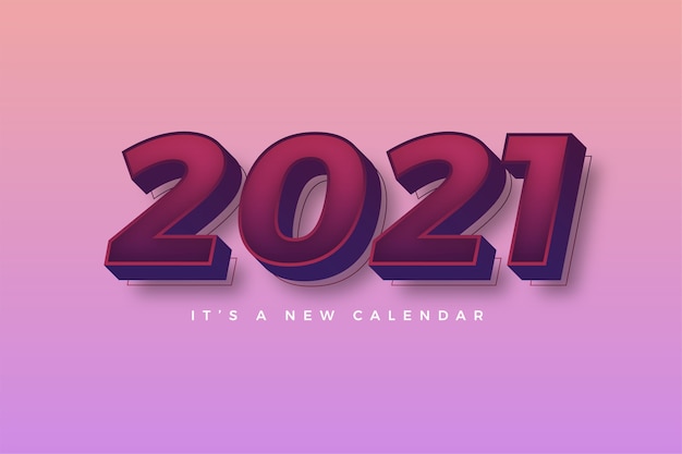 Gelukkig nieuw jaar 2021 Kleurovergang kleurrijke roze sjabloon voor kalender