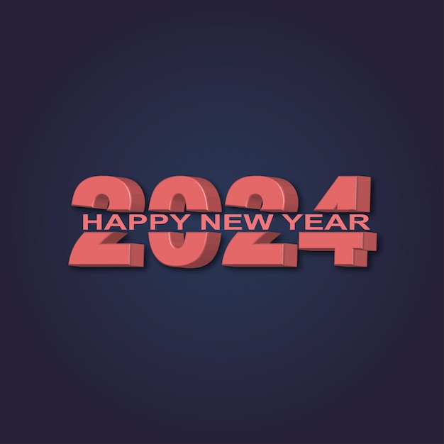 Gelukkig nieuw jaar 2024 3d modern minimal achtergrondontwerp