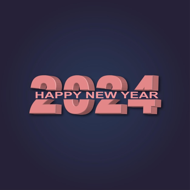 Gelukkig nieuw jaar 2024 3d modern minimal achtergrondontwerp