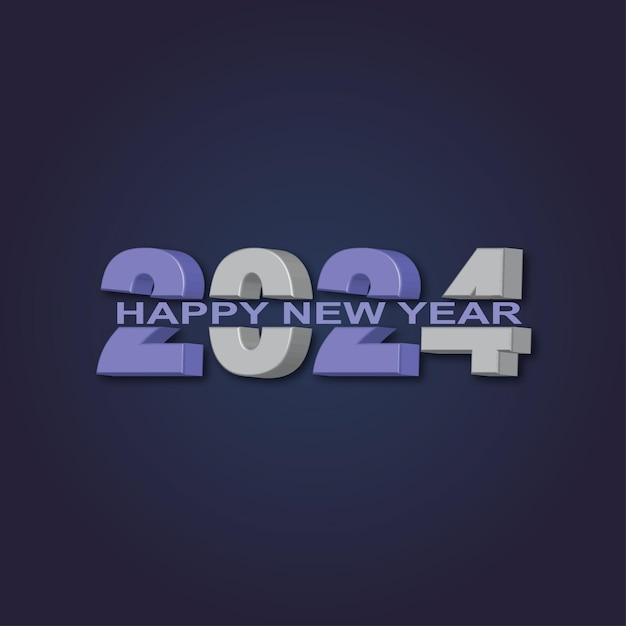 Gelukkig nieuw jaar 2024 3d modern minimal achtergrondontwerp